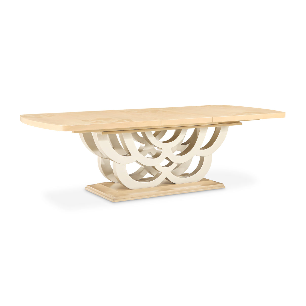 Camellia Field Rectangular Pedestal Dining Table - Caramel
