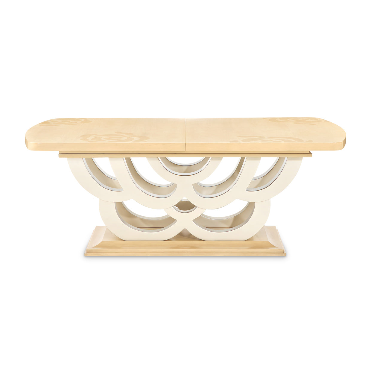 Camellia Field Rectangular Pedestal Dining Table - Caramel