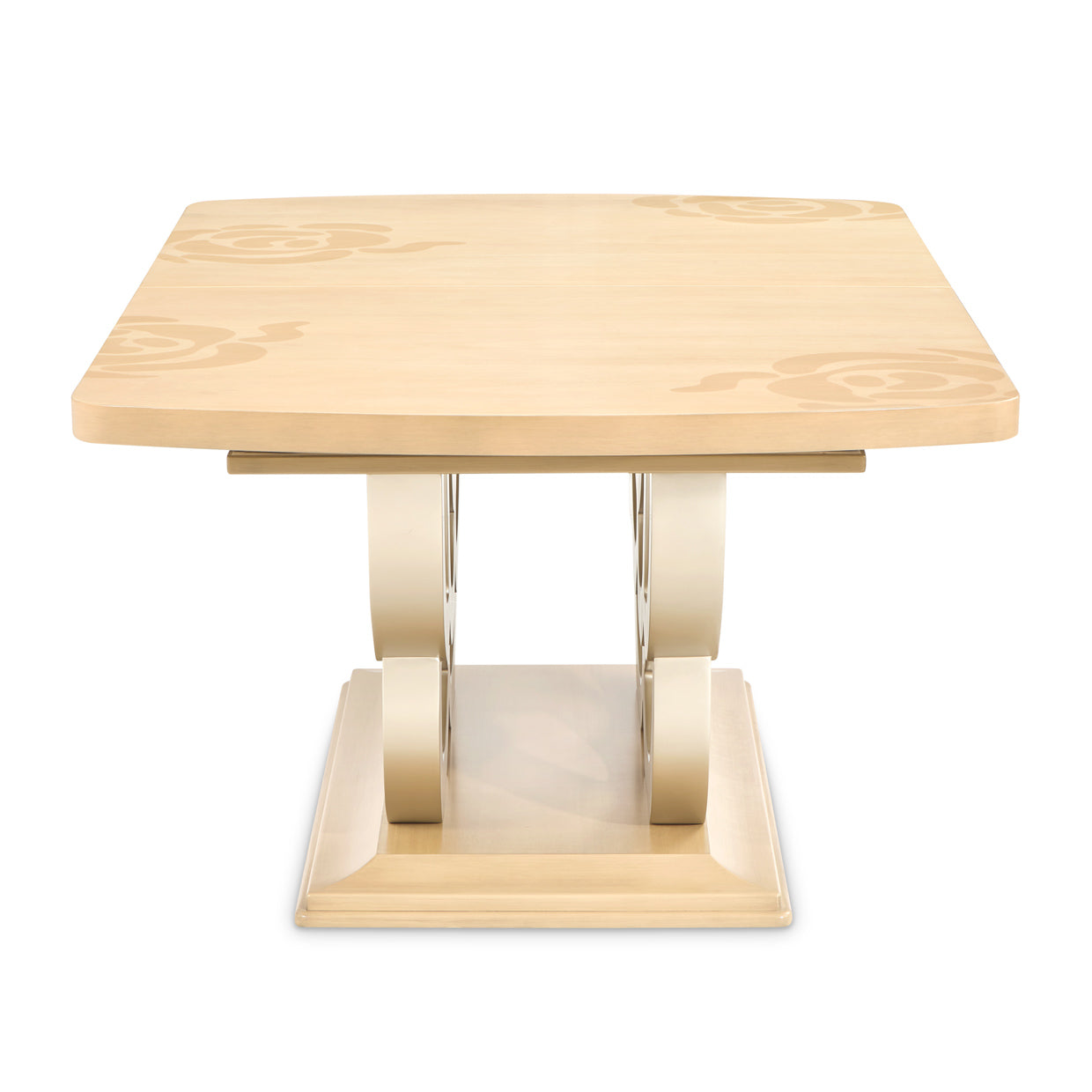 Camellia Field Rectangular Pedestal Dining Table - Caramel