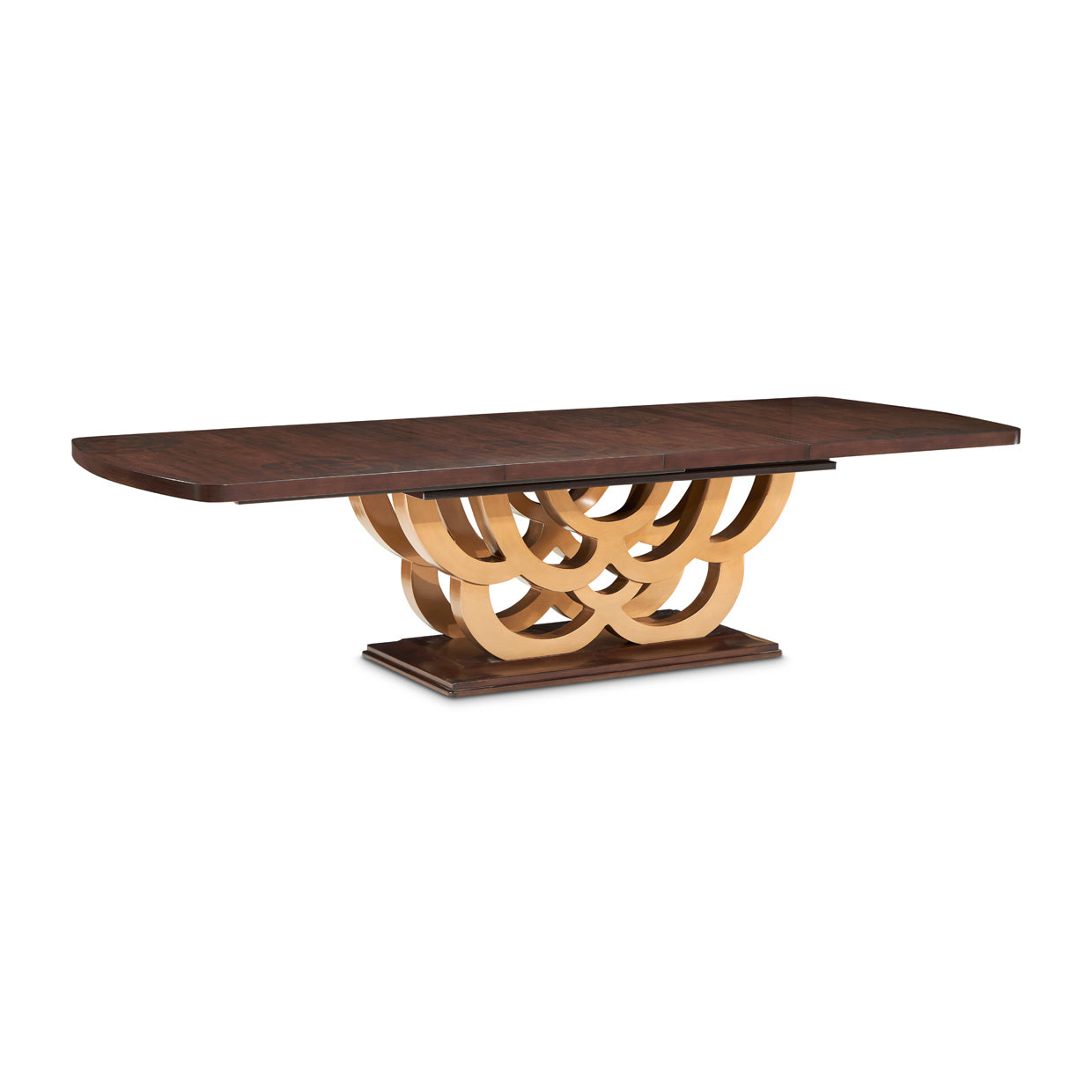 Camellia Field Rectangular Pedestal Dining Table - Warm Pecan