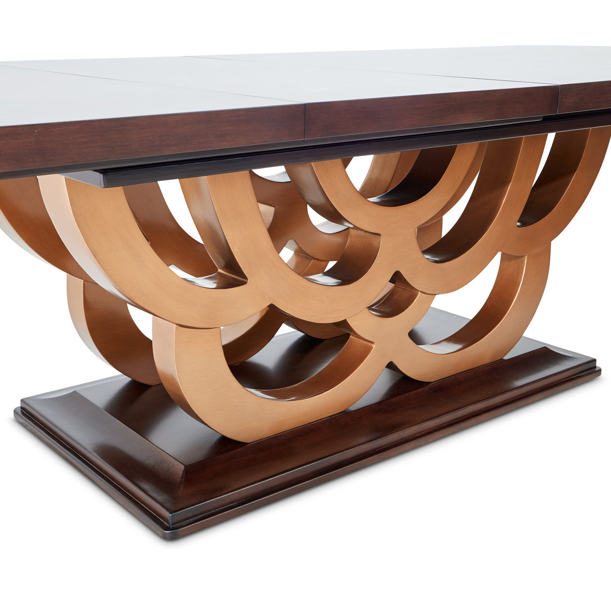 Camellia Field Rectangular Pedestal Dining Table - Warm Pecan