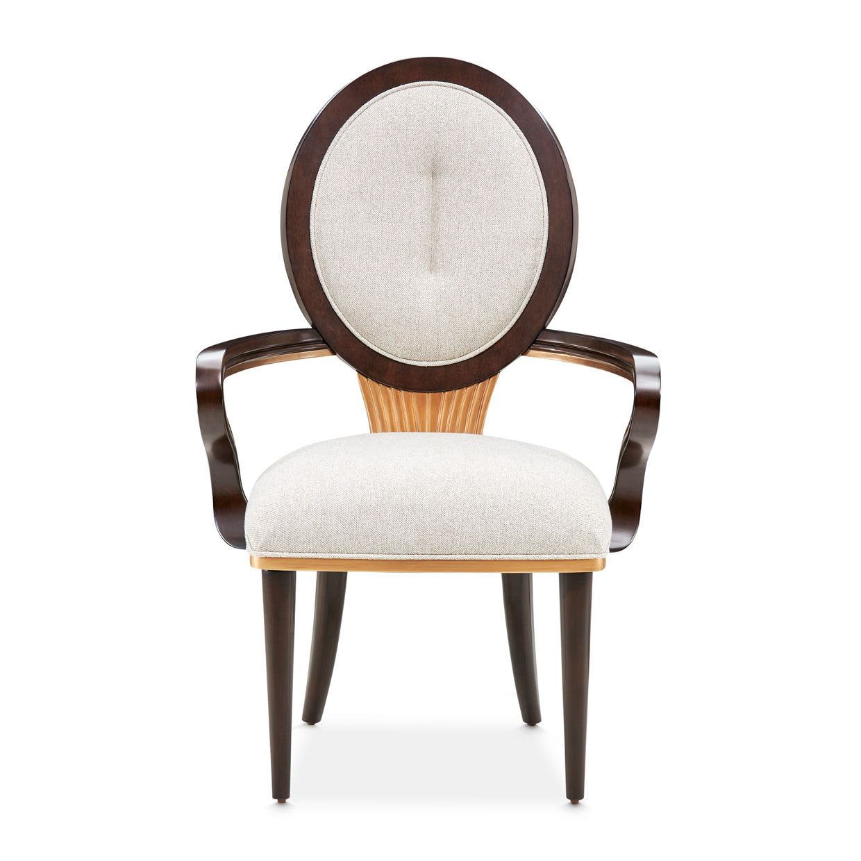 Camellia Field Dining Arm Chair - Linen/Warm Pecan