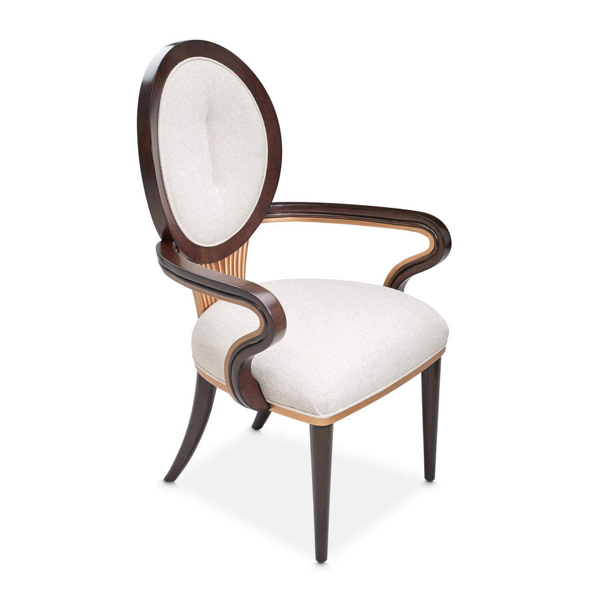 Camellia Field Dining Arm Chair - Linen/Warm Pecan