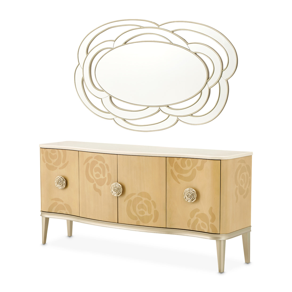 Camellia Field Sideboard & Mirror - Caramel