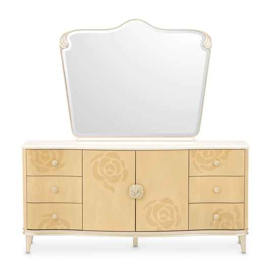 Camellia Field Dresser & Mirror - Caramel
