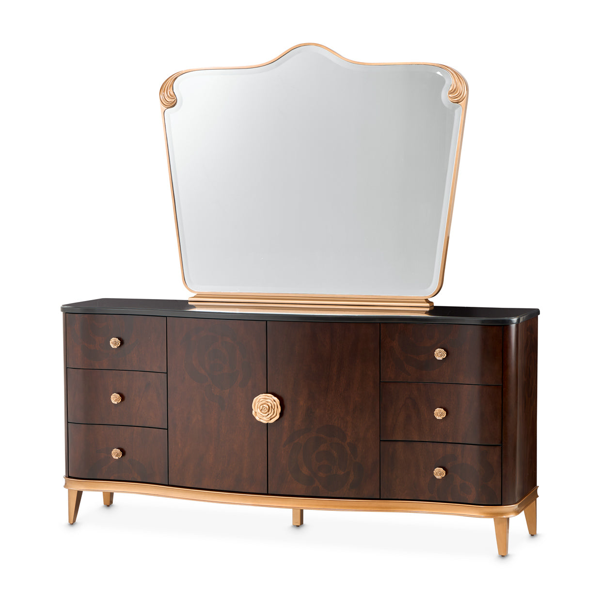 Camellia Field Dresser with Mirror - Warm Pecan