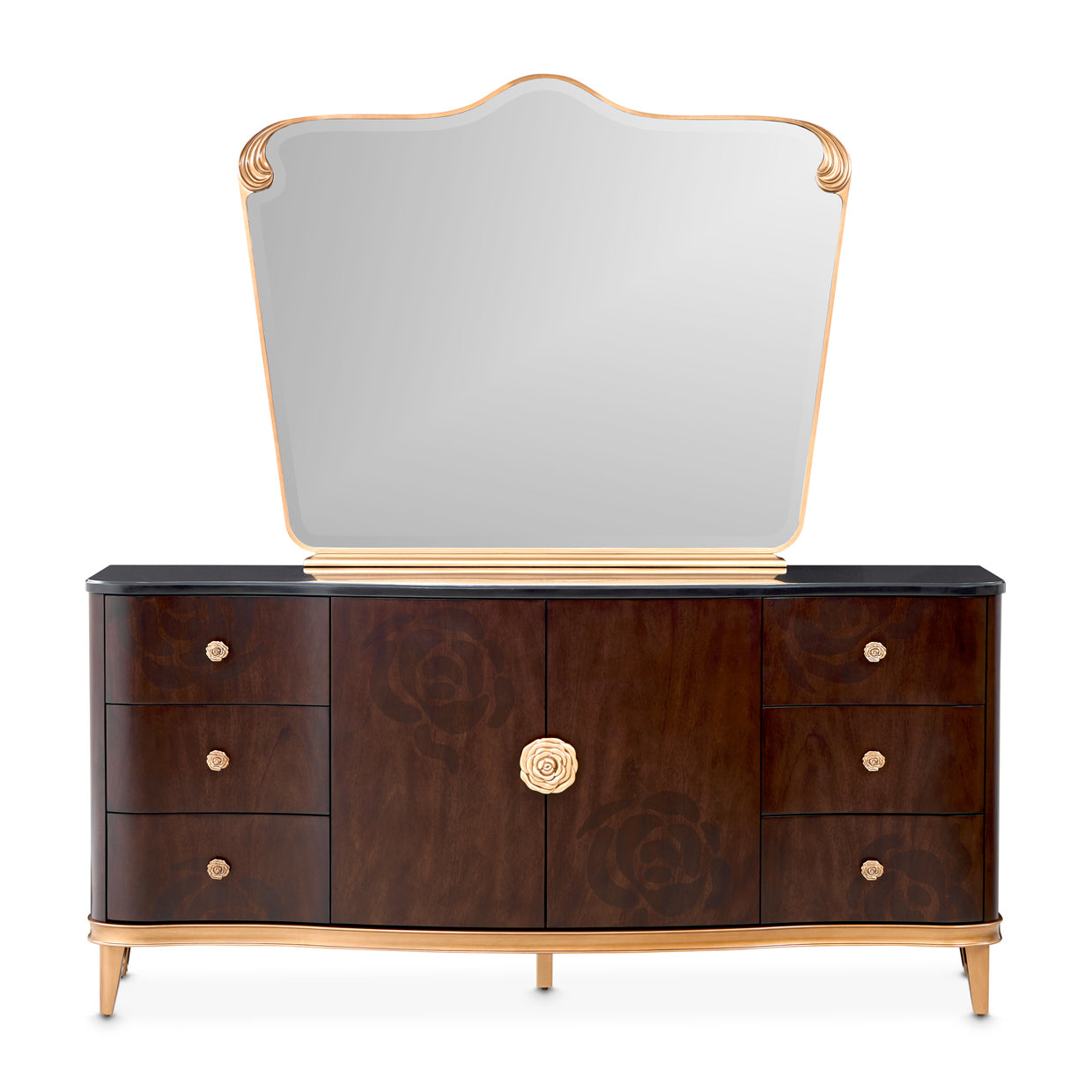 Camellia Field Dresser with Mirror - Warm Pecan