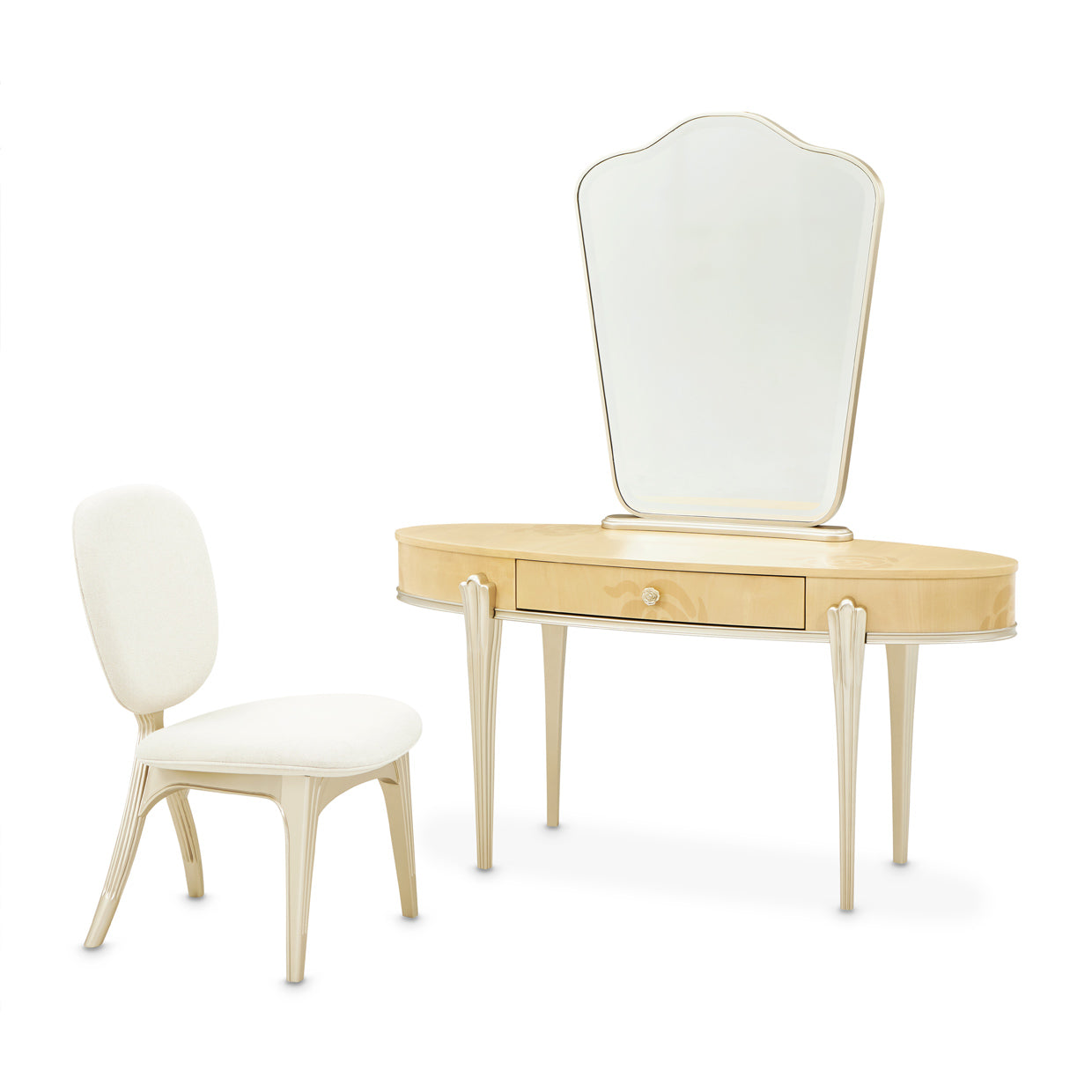 Camellia Field Vanity with Mirror & Chair - Caramel