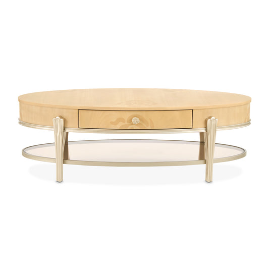 Camellia Field Oval Cocktail Table - Caramel