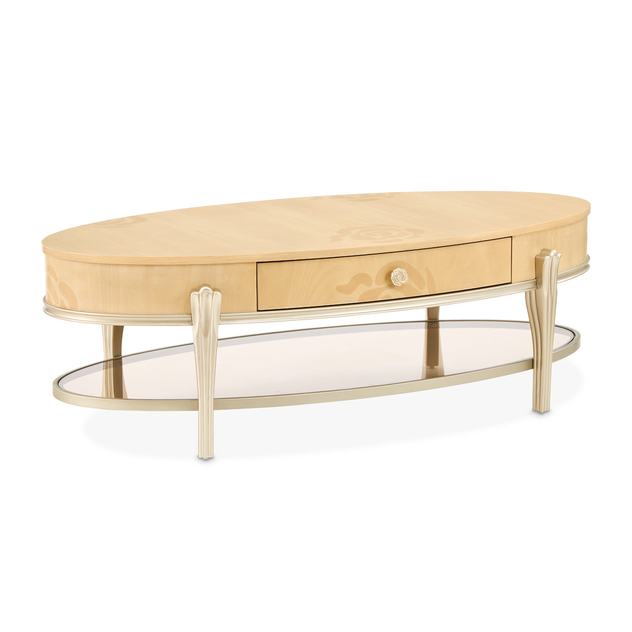 Camellia Field Oval Cocktail Table - Caramel
