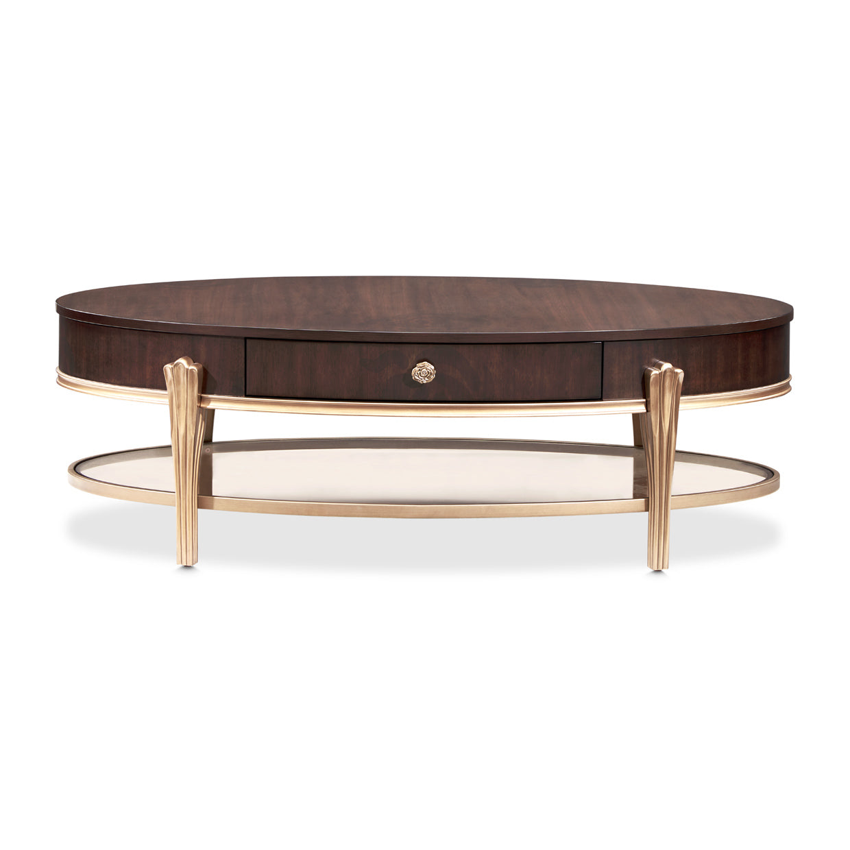 Camellia Field Oval Cocktail Table - Warm Pecan