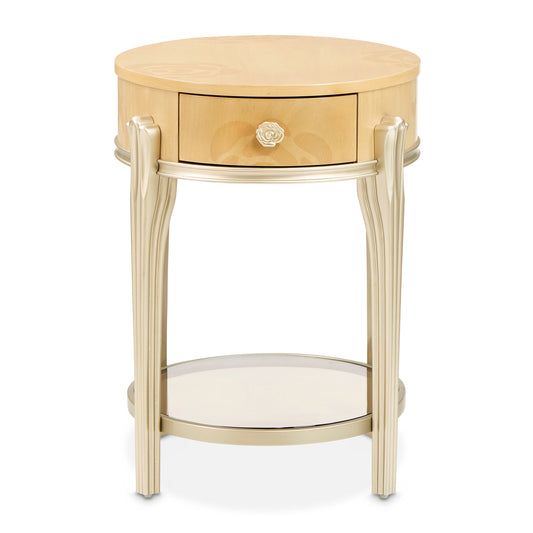 Camellia Field Oval End Table with Drawer - Caramel