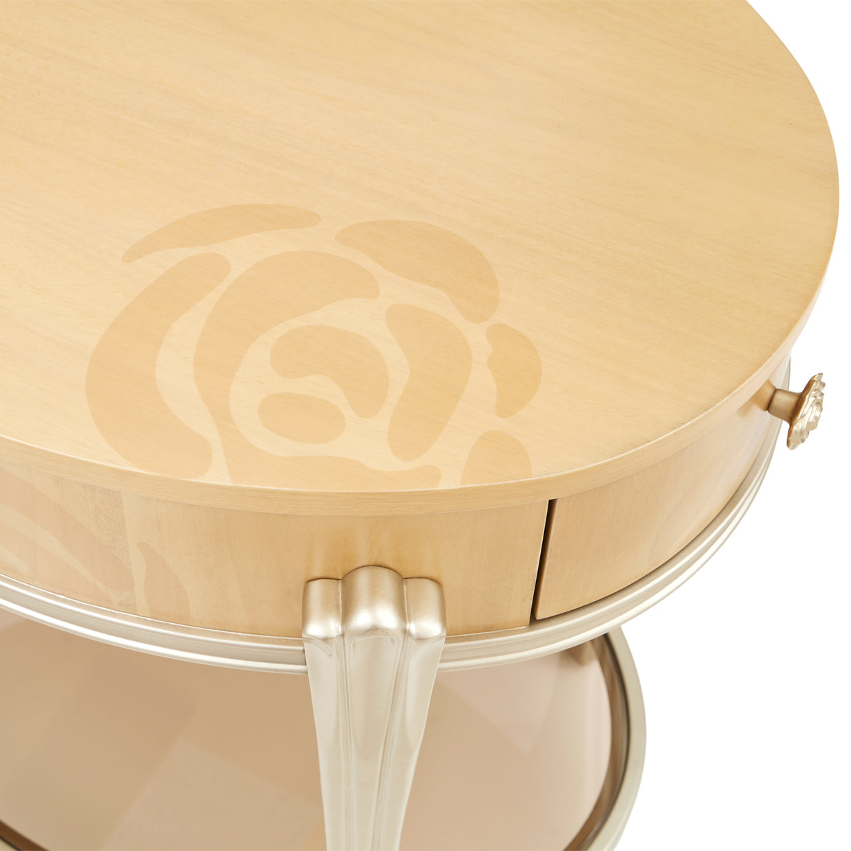 Camellia Field Oval End Table with Drawer - Caramel