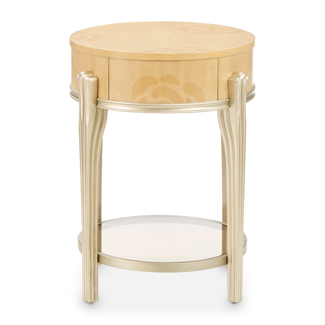 Camellia Field Oval End Table with Drawer - Caramel