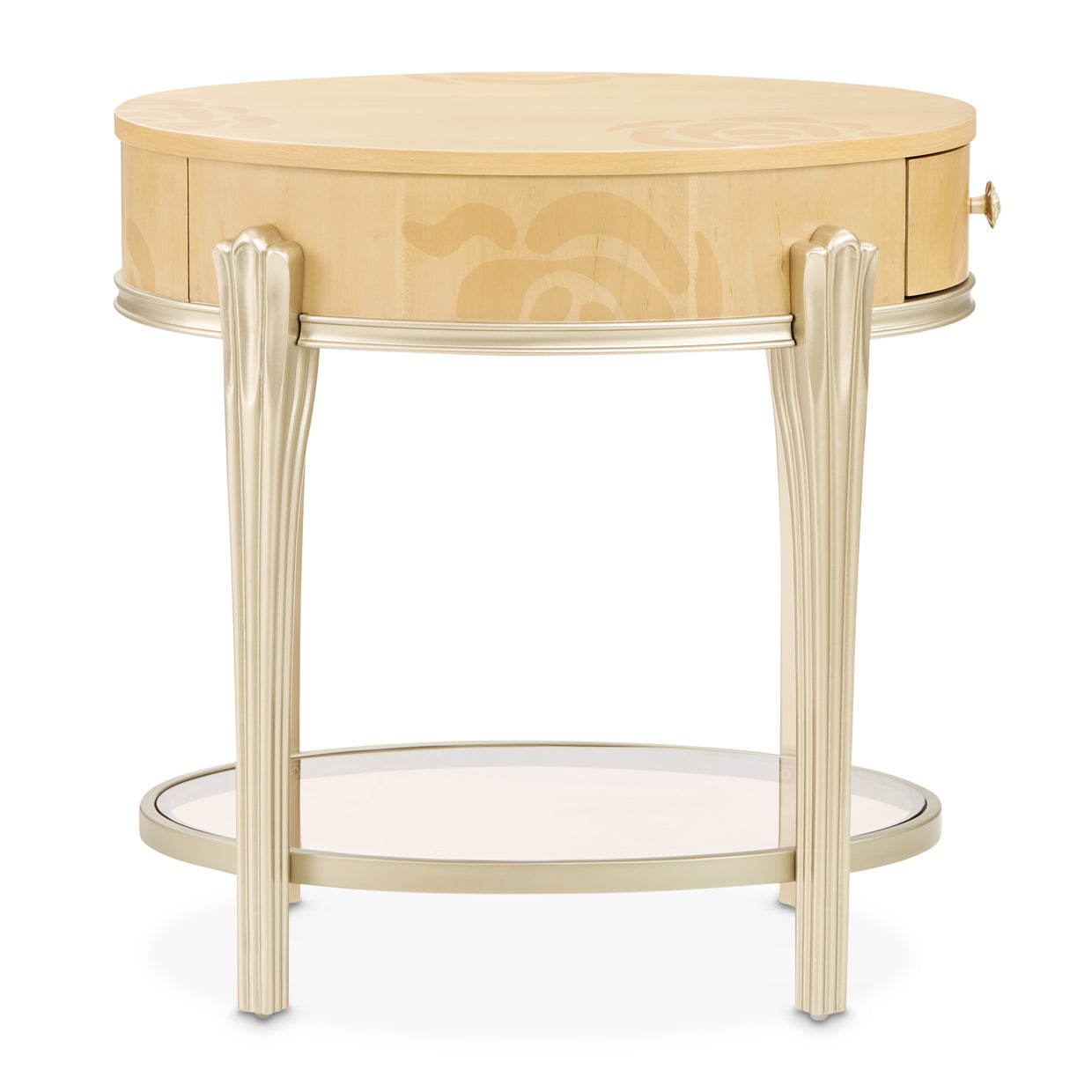 Camellia Field Oval End Table with Drawer - Caramel