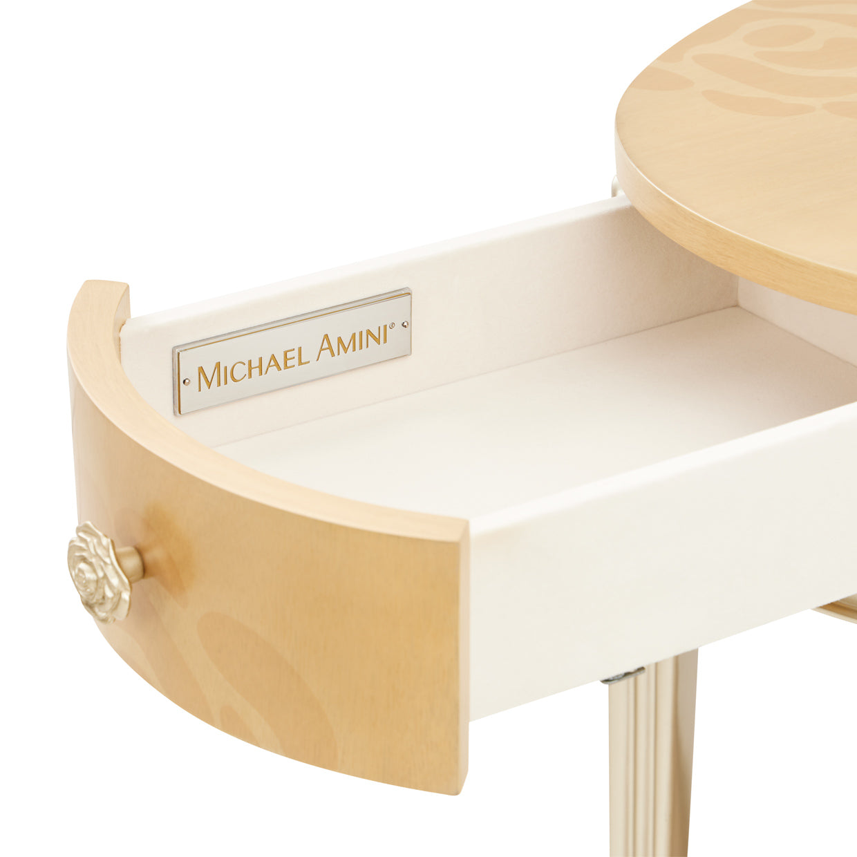 Camellia Field Oval End Table with Drawer - Caramel