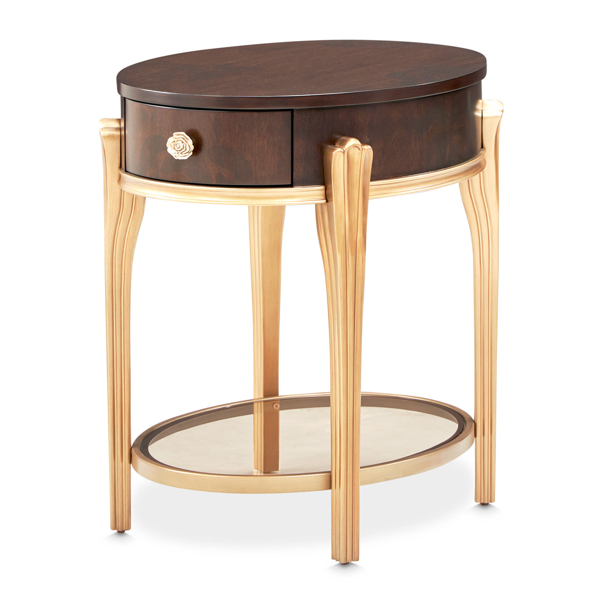 Camellia Field End Table with Drawer - Warm Pecan