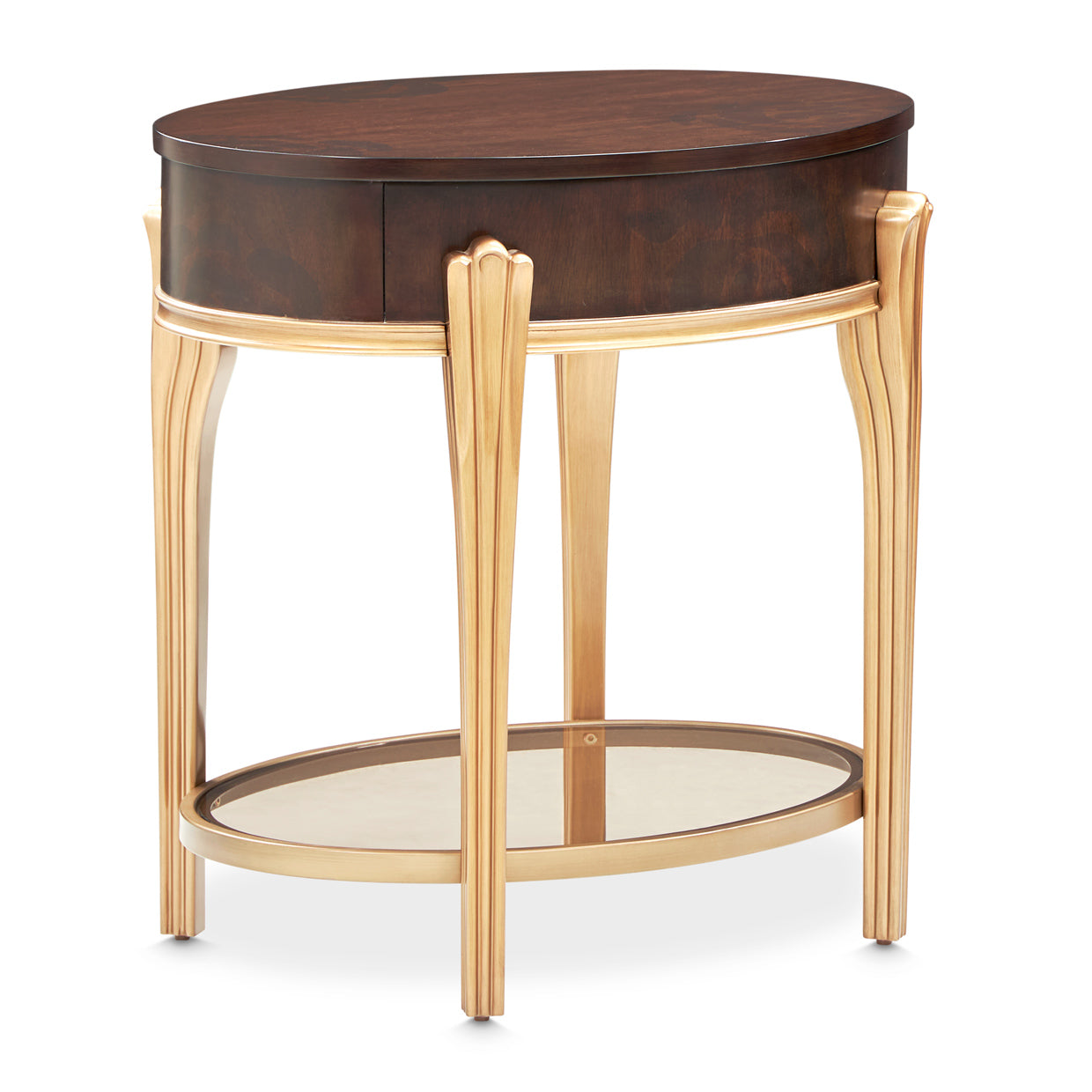 Camellia Field End Table with Drawer - Warm Pecan