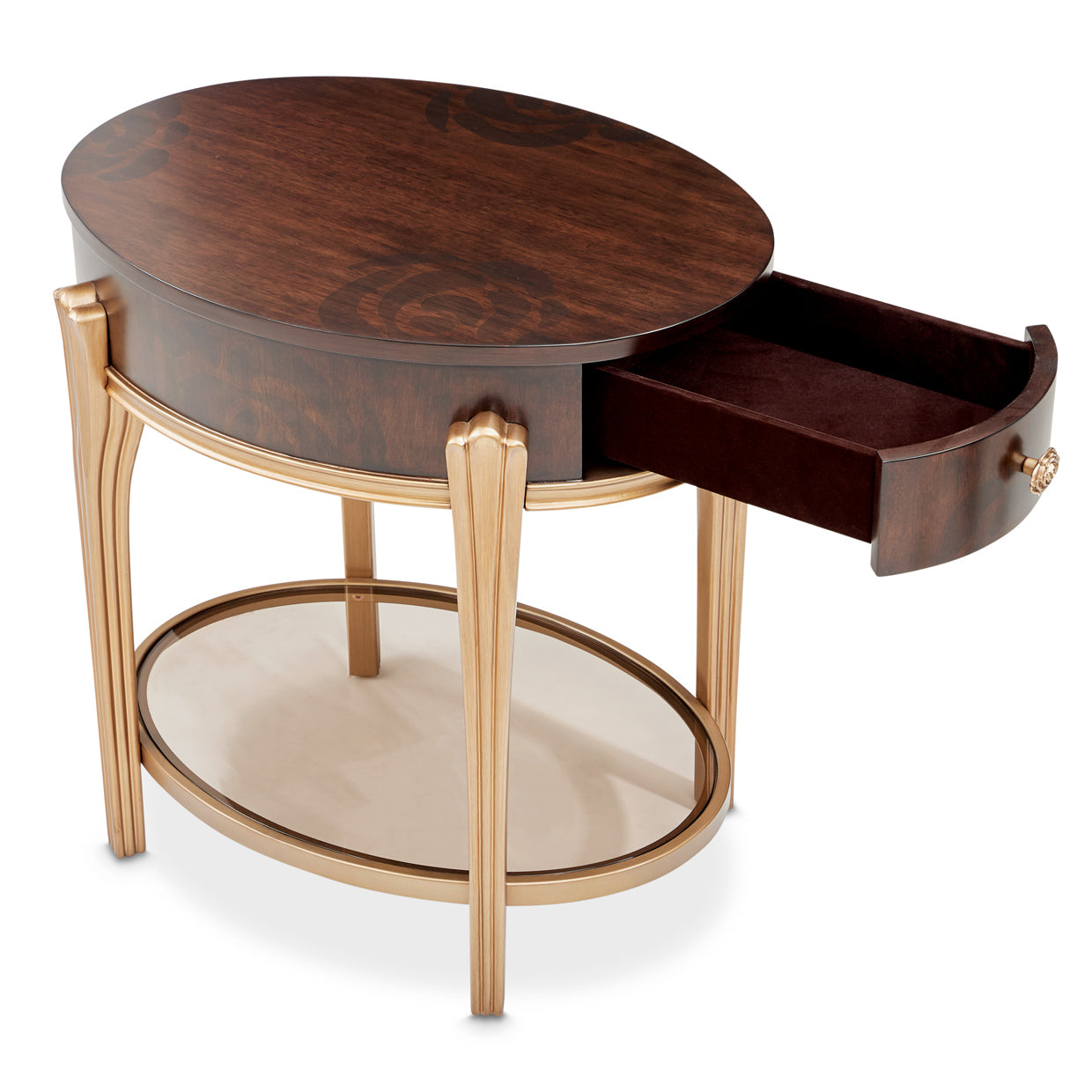 Camellia Field End Table with Drawer - Warm Pecan