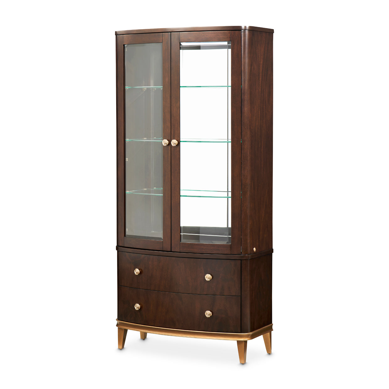 Camellia Field Display Cabinet - Warm Pecan
