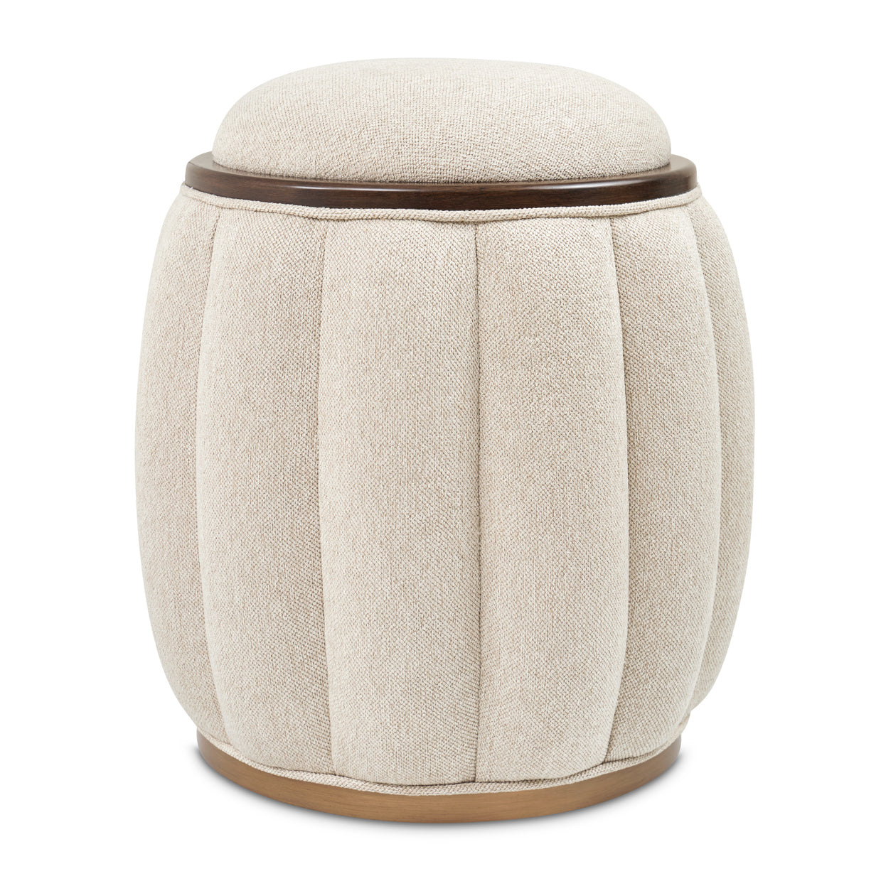 Camellia Field Round Bench - Linen/Warm Pecan