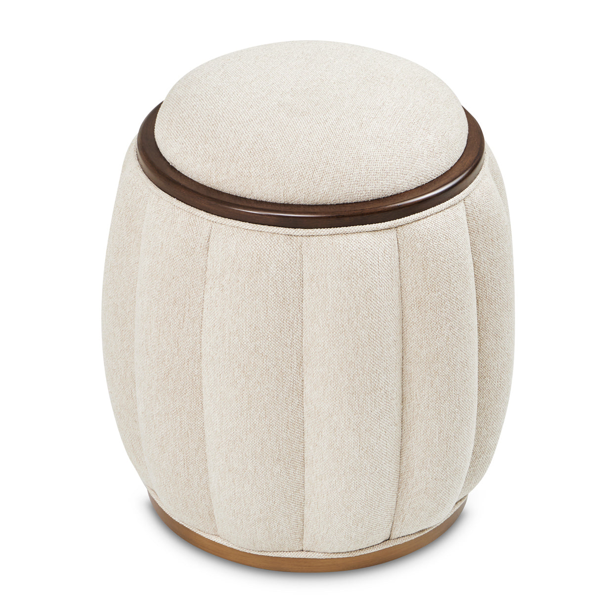 Camellia Field Round Bench - Linen/Warm Pecan