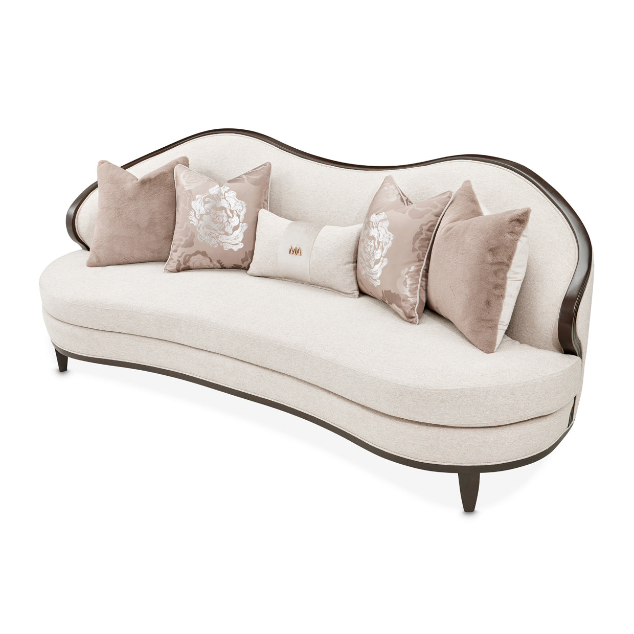 Camellia Field Chenille Sofa - Linen/Warm Pecan