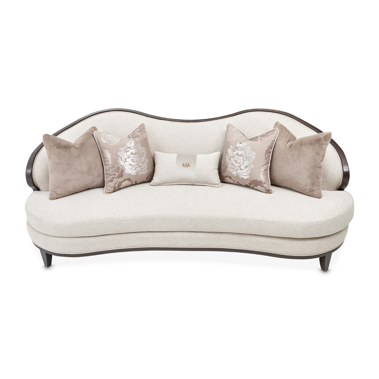 Camellia Field Chenille Sofa - Linen/Warm Pecan