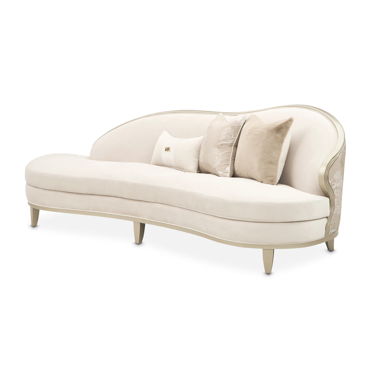 Camellia Field Velvet Asymmetrical Sofa - Cornsilk/Champagne Gold