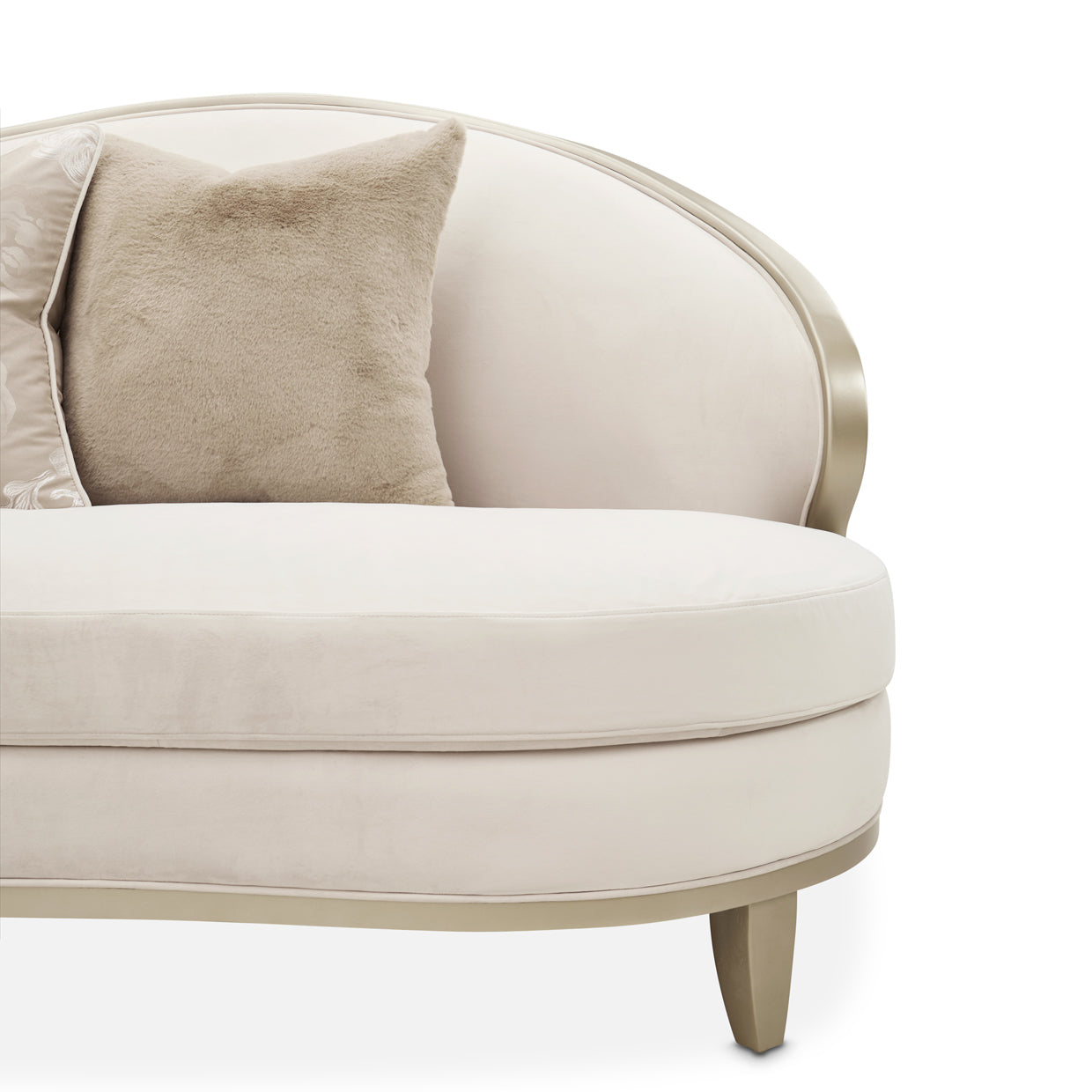 Camellia Field Velvet Asymmetrical Sofa - Cornsilk/Champagne Gold