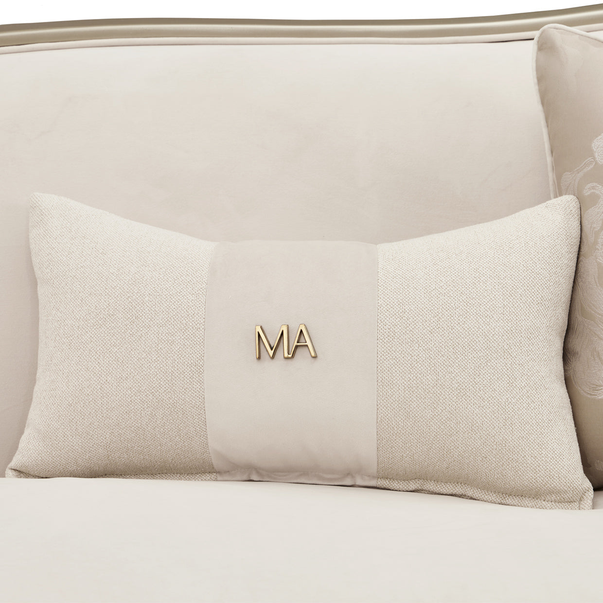 Camellia Field Velvet Asymmetrical Sofa - Cornsilk/Champagne Gold