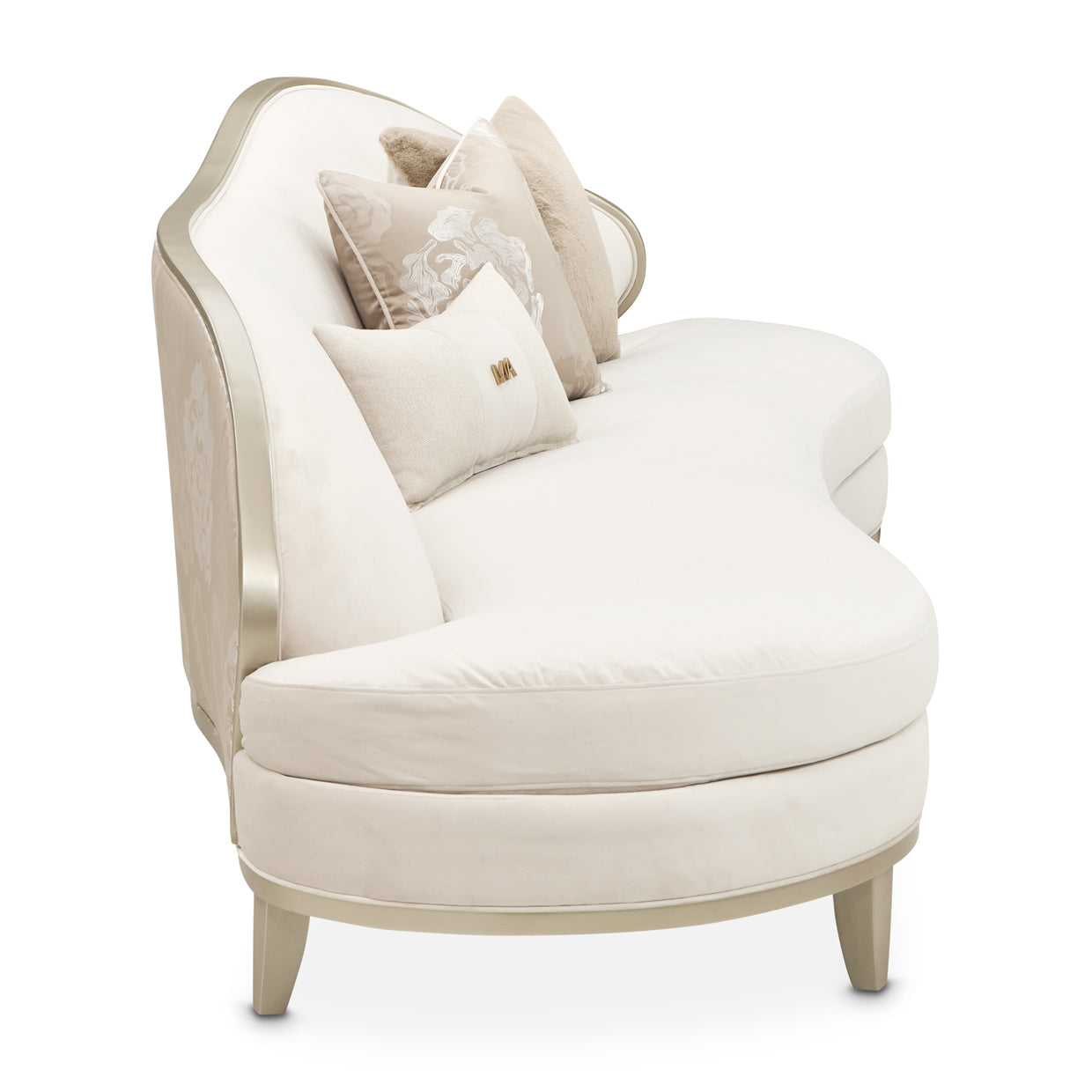 Camellia Field Velvet Asymmetrical Sofa - Cornsilk/Champagne Gold