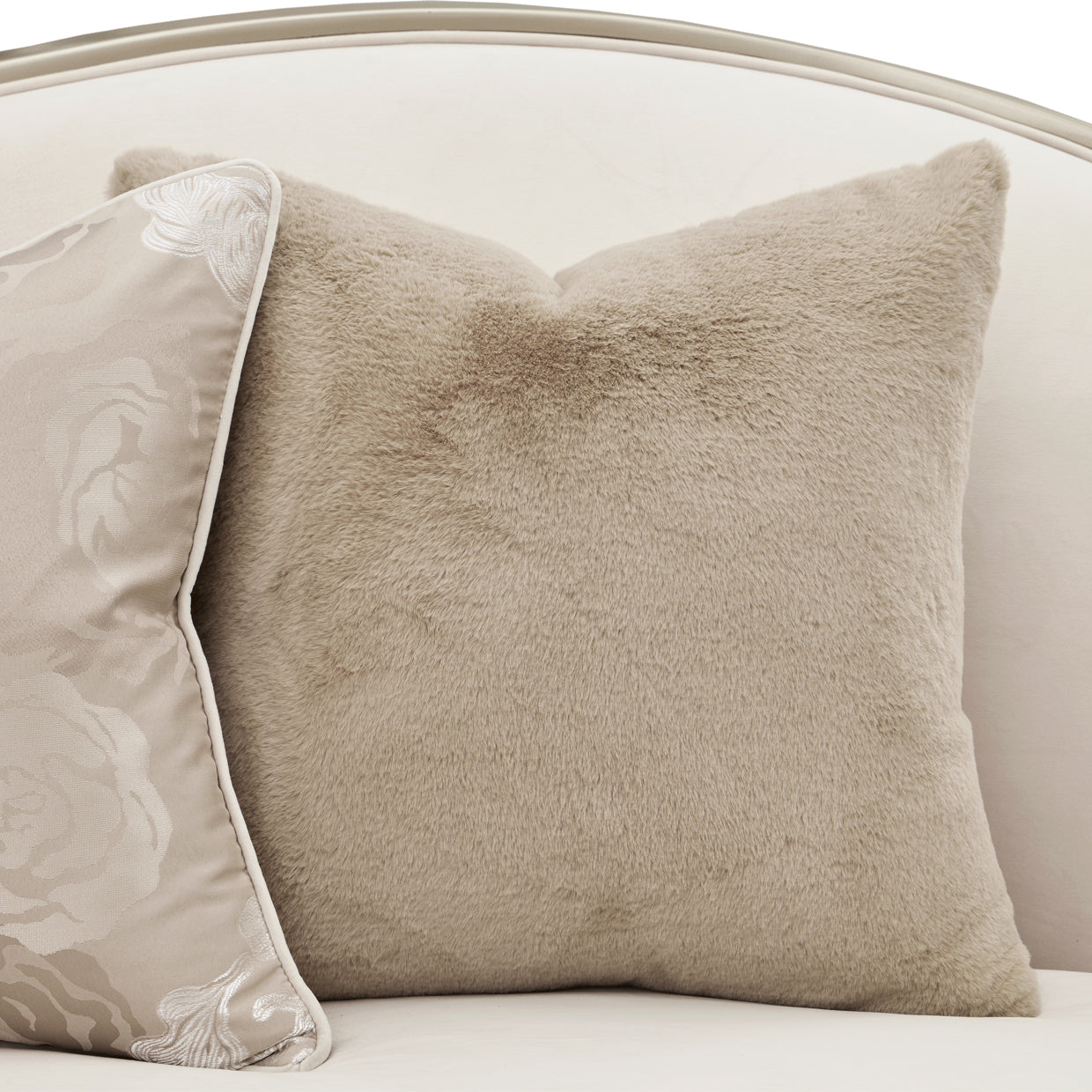 Camellia Field Velvet Asymmetrical Sofa - Cornsilk/Champagne Gold