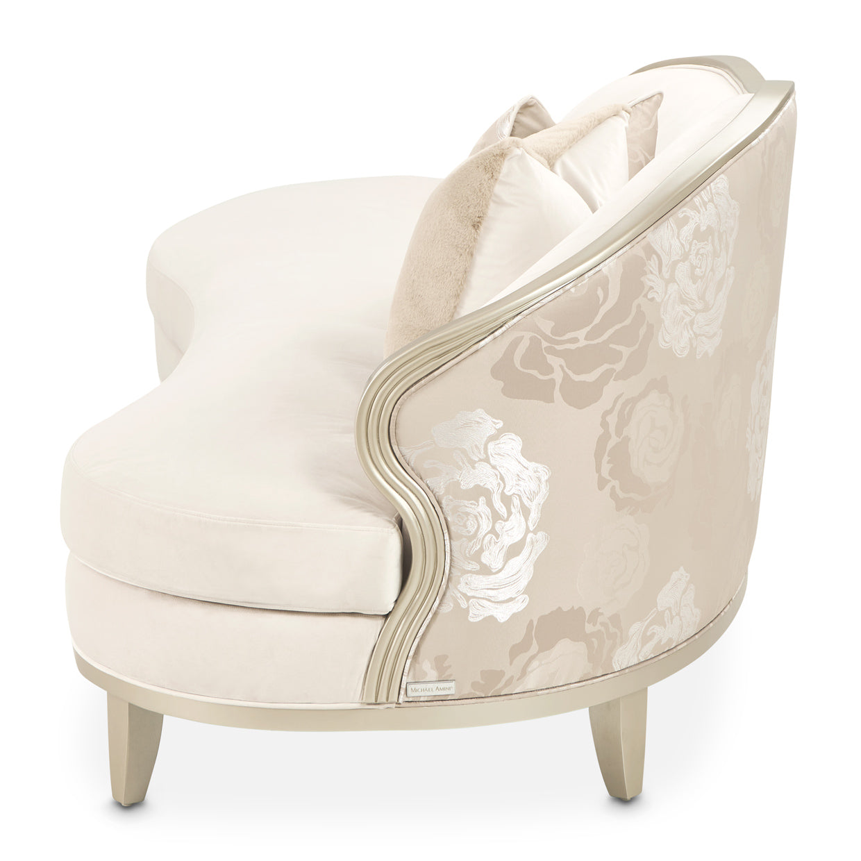 Camellia Field Velvet Asymmetrical Sofa - Cornsilk/Champagne Gold