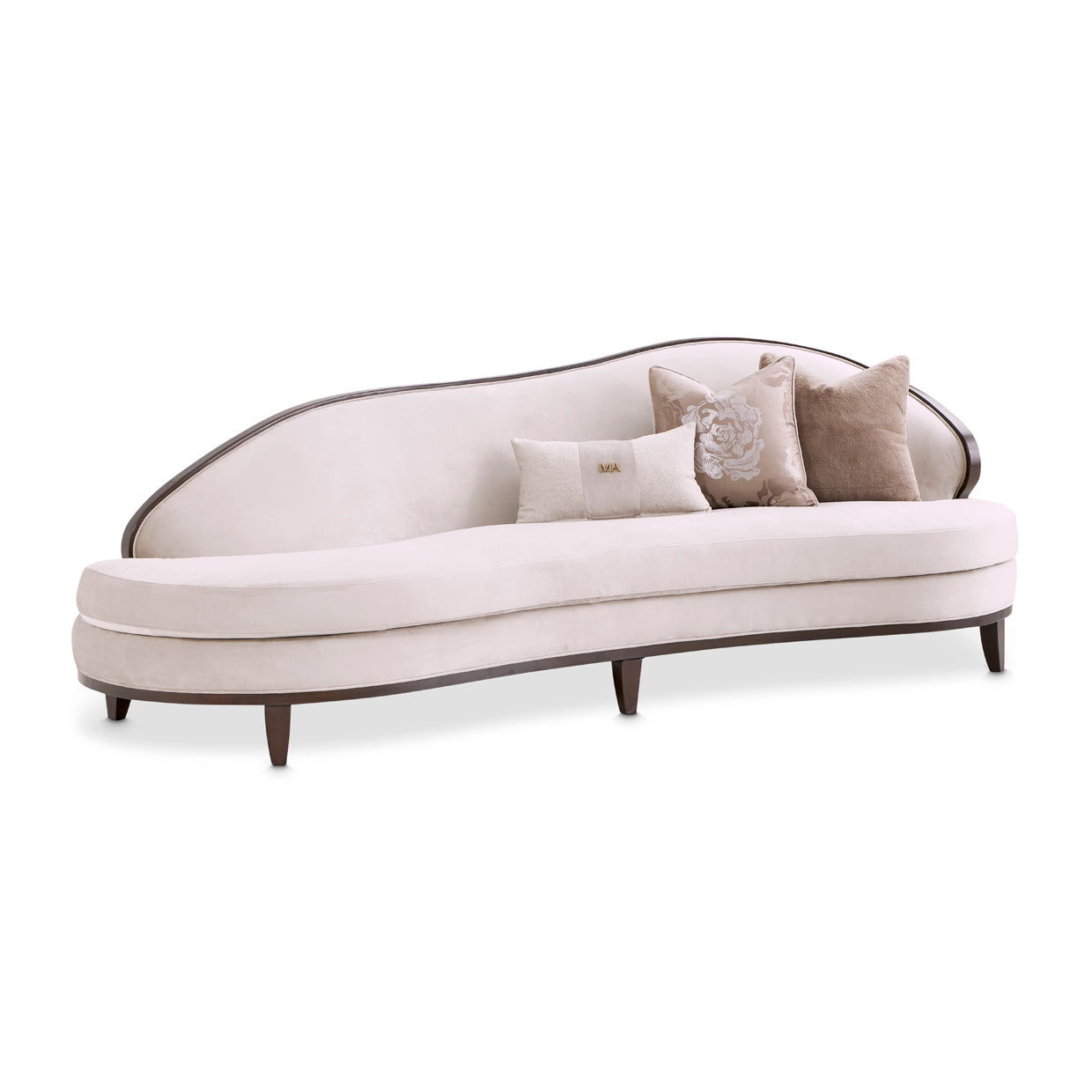 Camellia Field Asymmetrical Velvet Sofa - Porcini/Warm Pecan