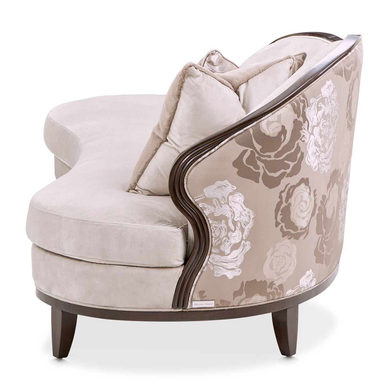 Camellia Field Asymmetrical Velvet Sofa - Porcini/Warm Pecan