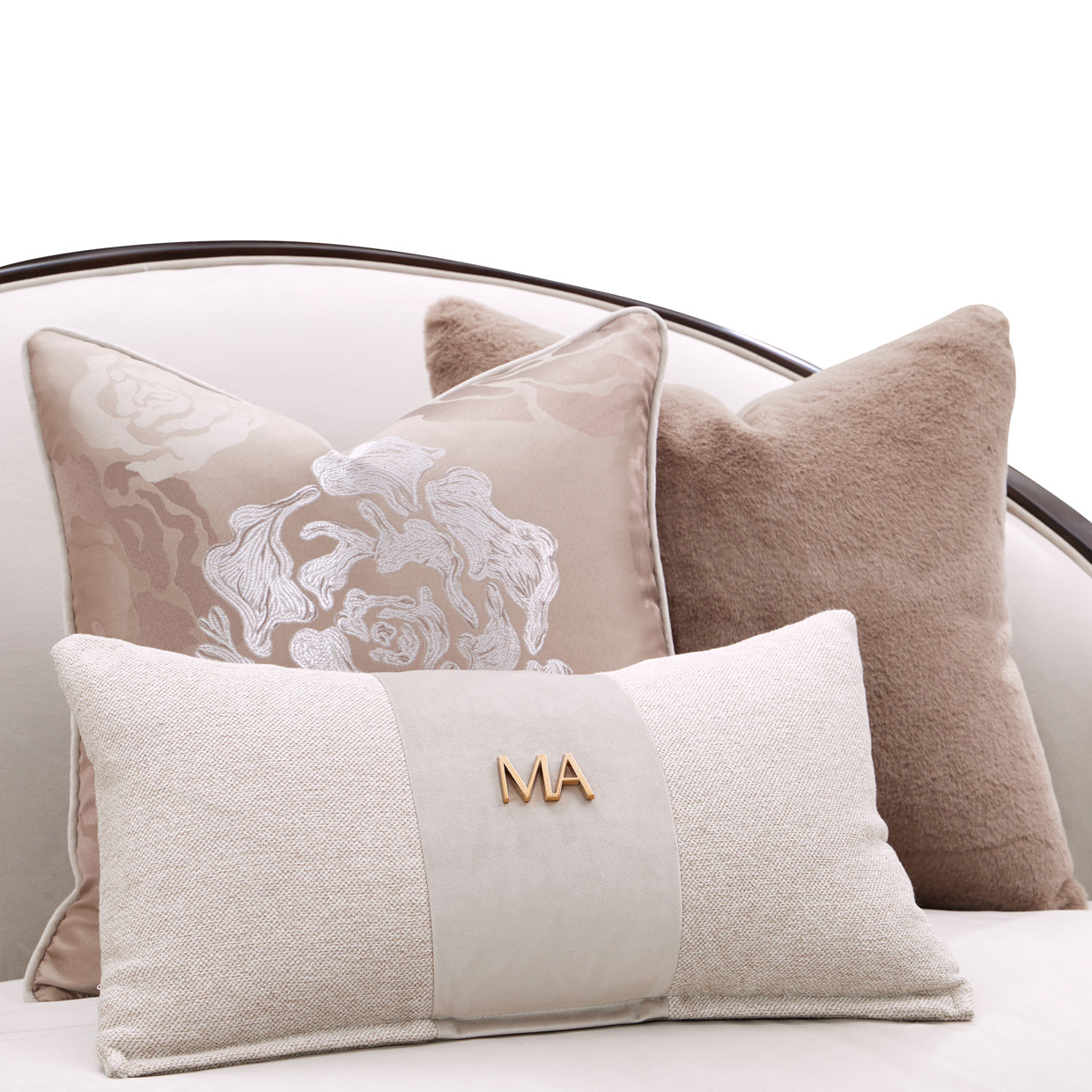 Camellia Field Asymmetrical Velvet Sofa - Porcini/Warm Pecan