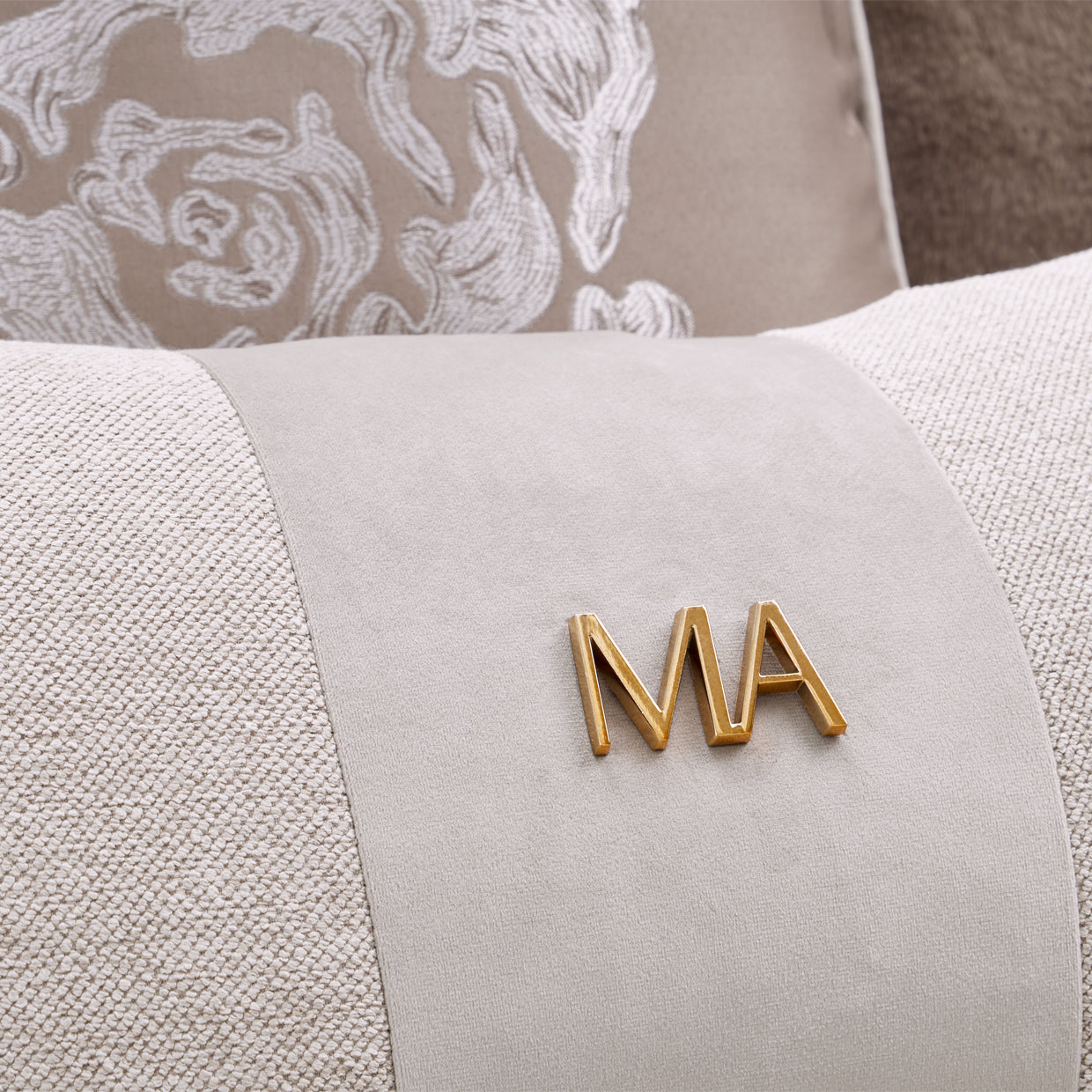 Camellia Field Asymmetrical Velvet Sofa - Porcini/Warm Pecan