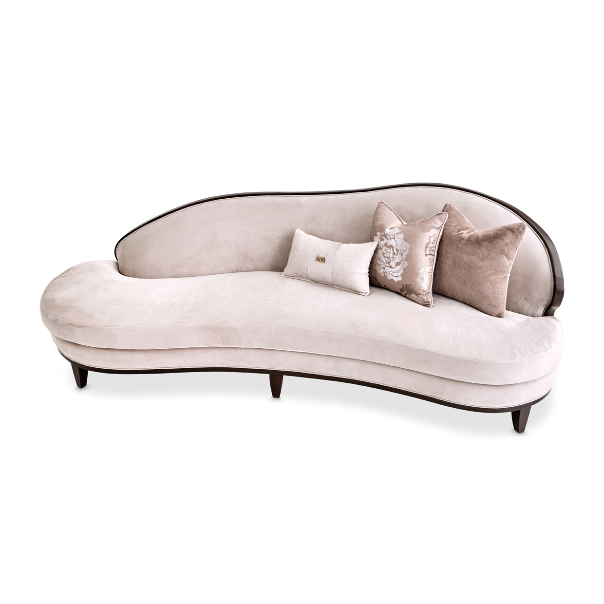 Camellia Field Asymmetrical Velvet Sofa - Porcini/Warm Pecan