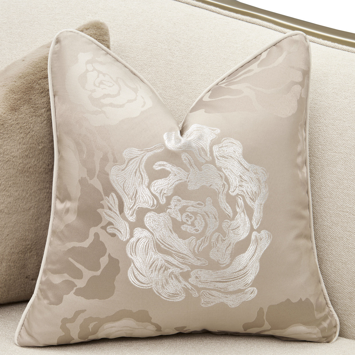 Camellia Field 2-Piece Sectional Sofa - Cornsilk/Champagne Gold