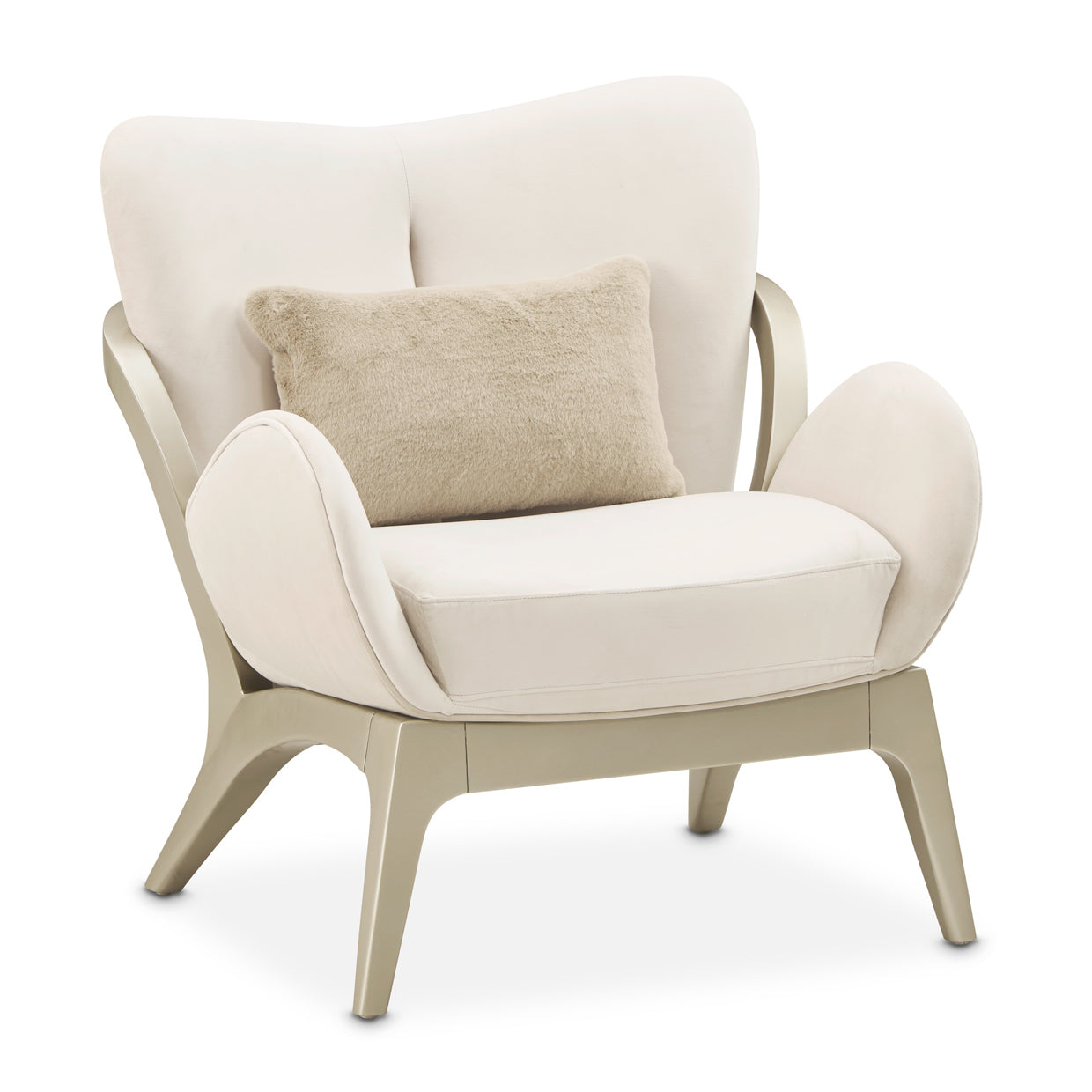 Camellia Field Accent Chair - Ivory/Champagne Gold