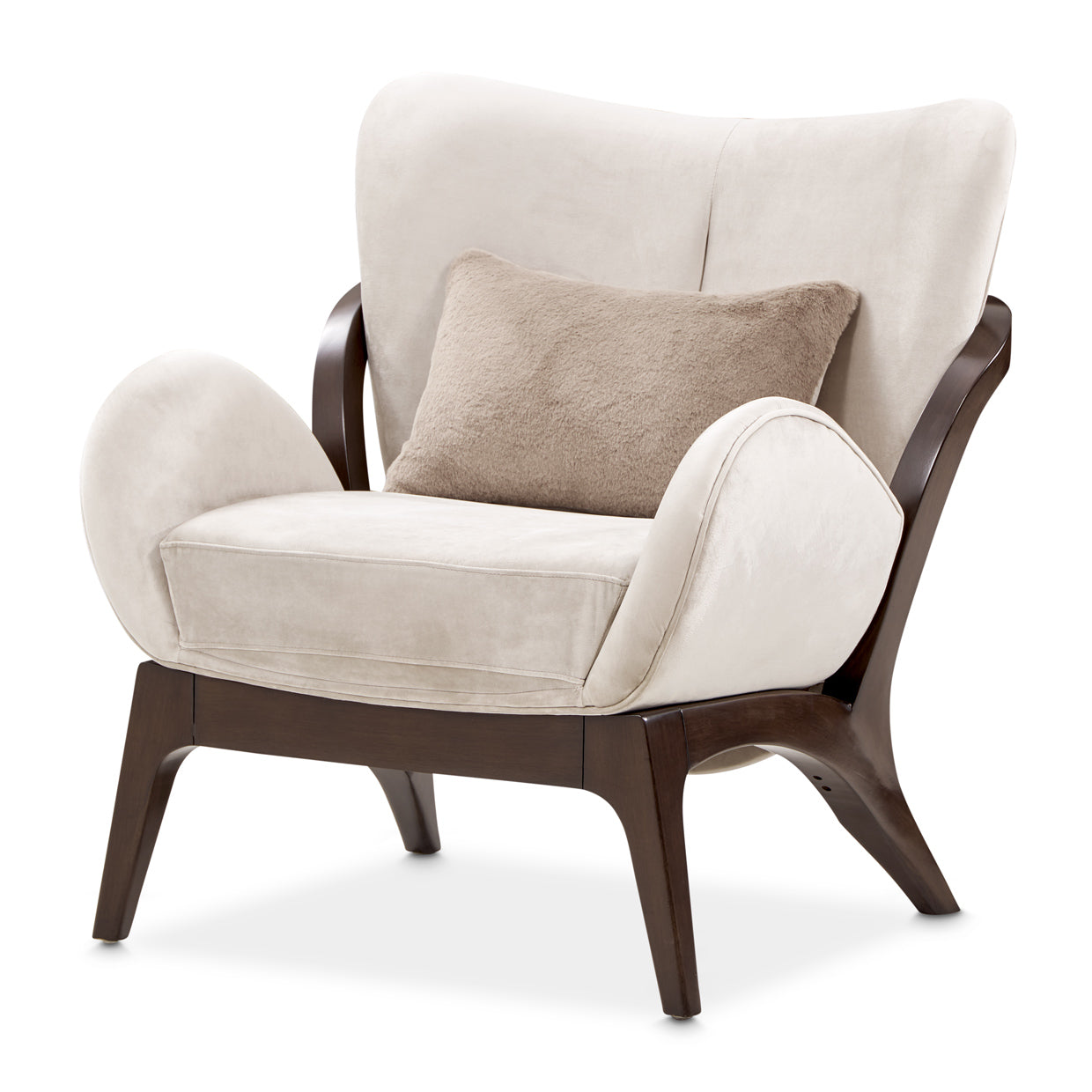 Camellia Field Velvet Accent Chair - Porcini/Warm Pecan