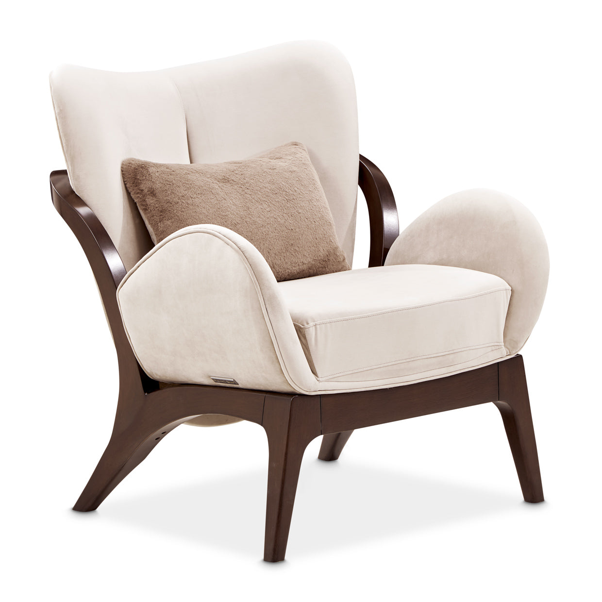 Camellia Field Velvet Accent Chair - Porcini/Warm Pecan