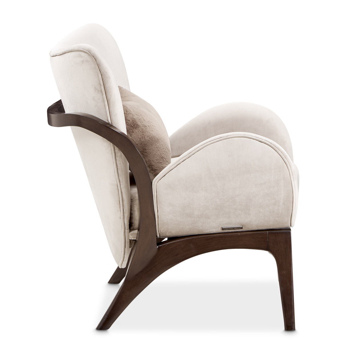 Camellia Field Velvet Accent Chair - Porcini/Warm Pecan