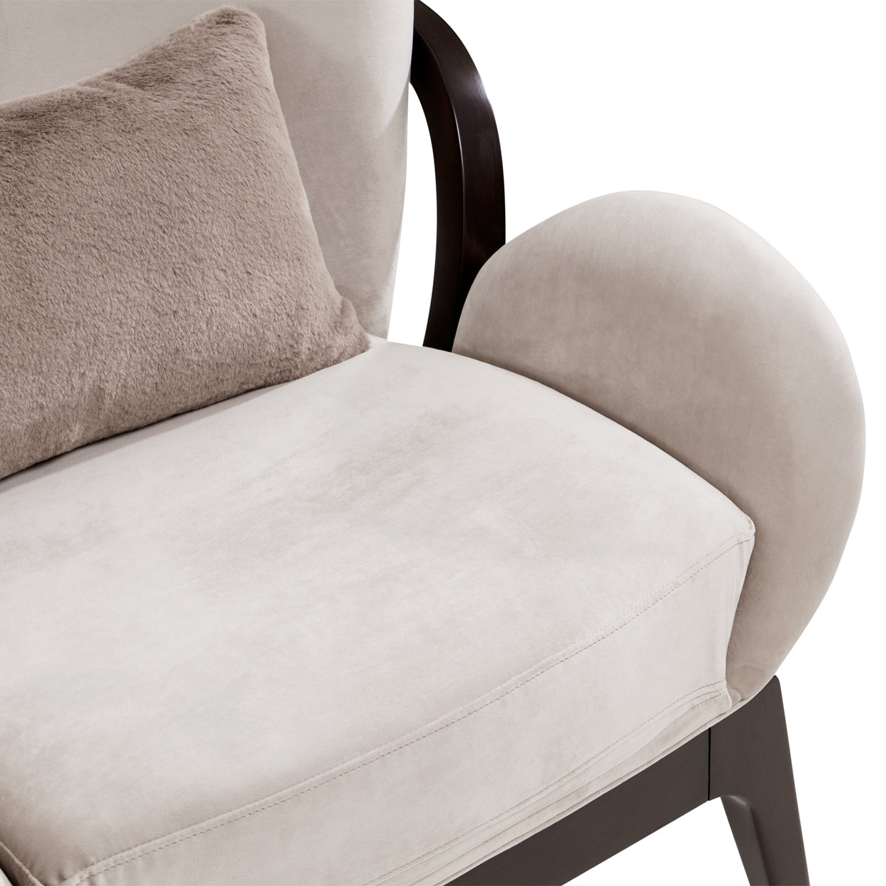 Camellia Field Velvet Accent Chair - Porcini/Warm Pecan