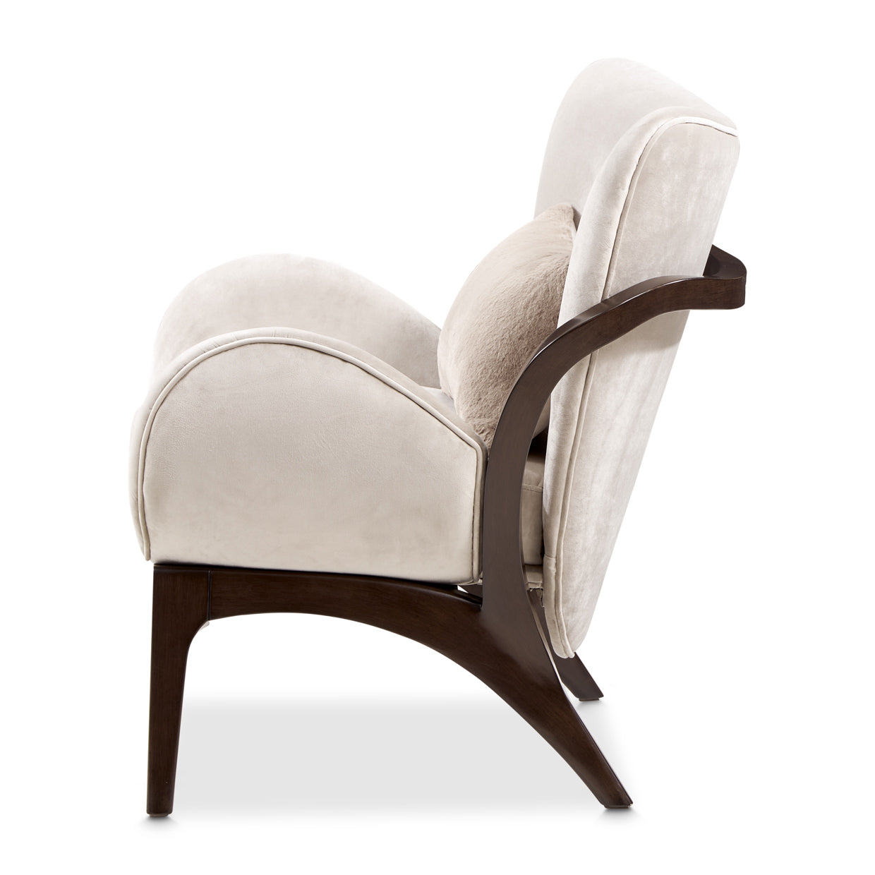 Camellia Field Velvet Accent Chair - Porcini/Warm Pecan