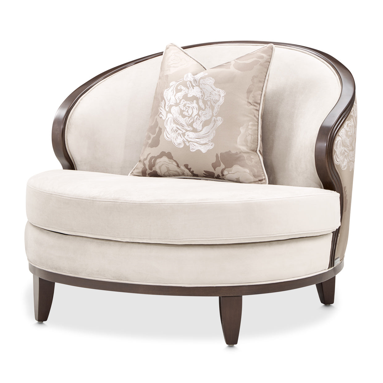 Camellia Field Velvet Matching Chair - Porcini/Warm Pecan