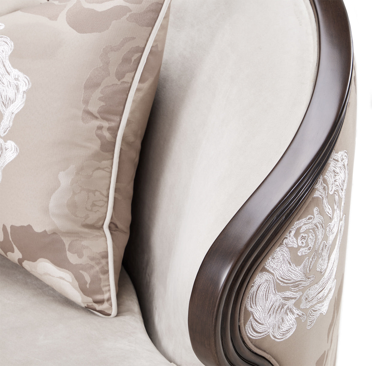 Camellia Field Velvet Matching Chair - Porcini/Warm Pecan