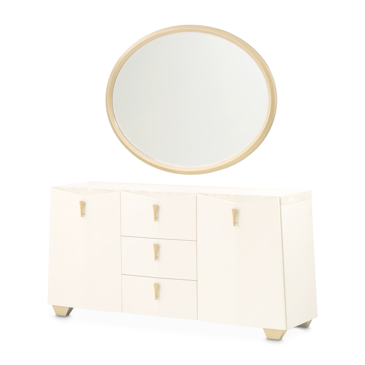 Fantosini Sideboard with Wall Mirror - Creamy Pearl
