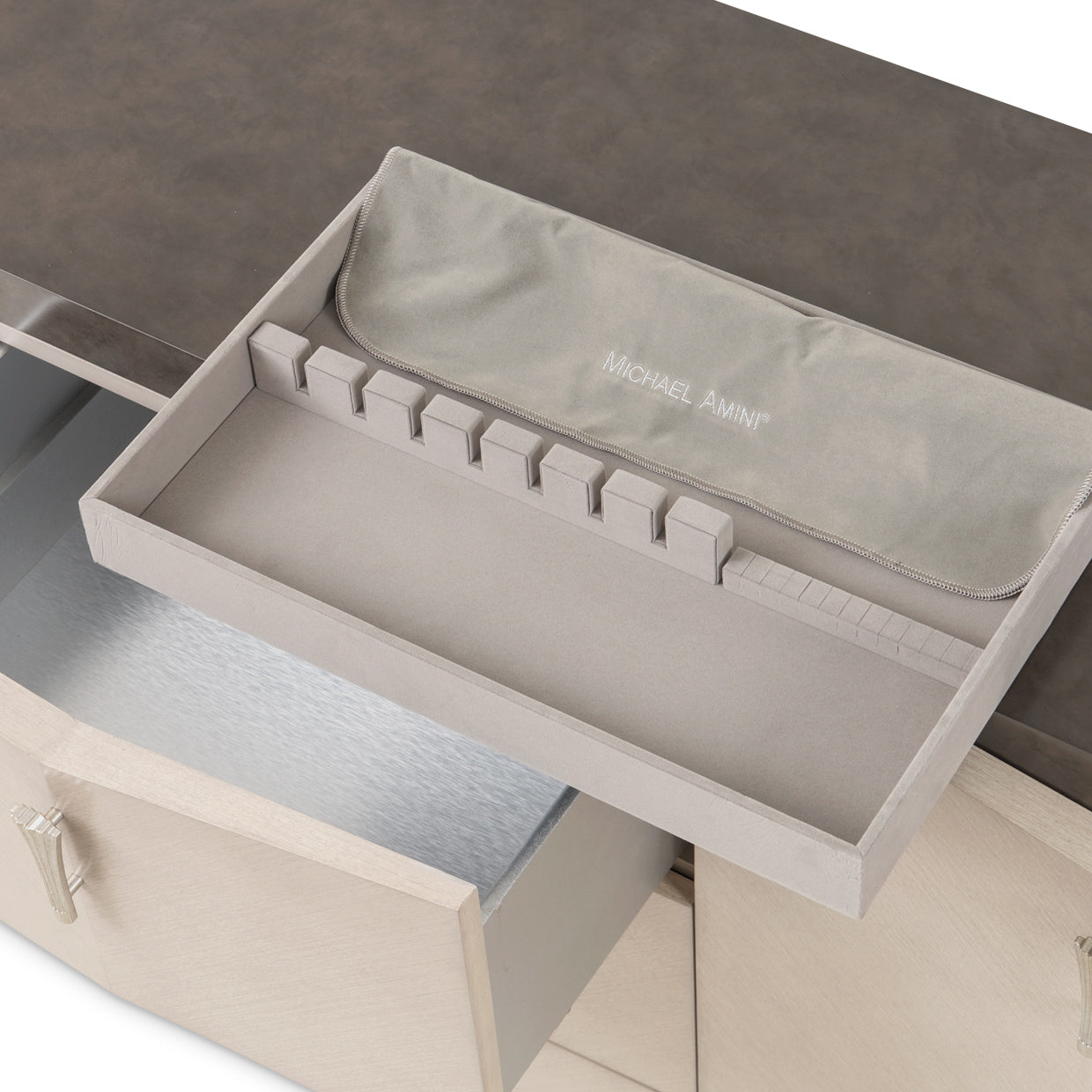 Fantosini Sideboard & Wall Mirror - Silver Mist